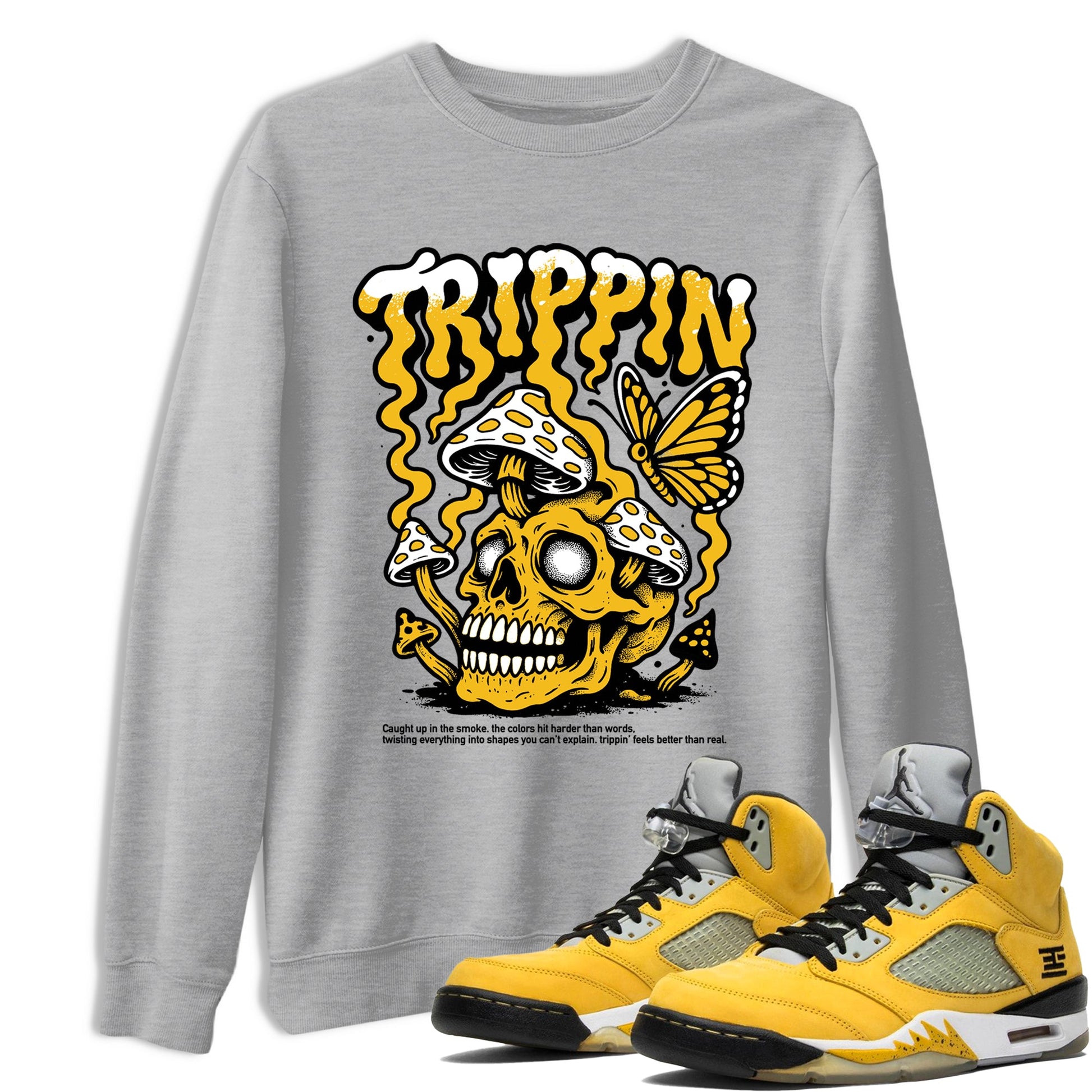 Sneaker match tees – Sneaker Tees To Match Air Jordan 5 Tokyo Shoes – Trippin Tee Heather Grey 1