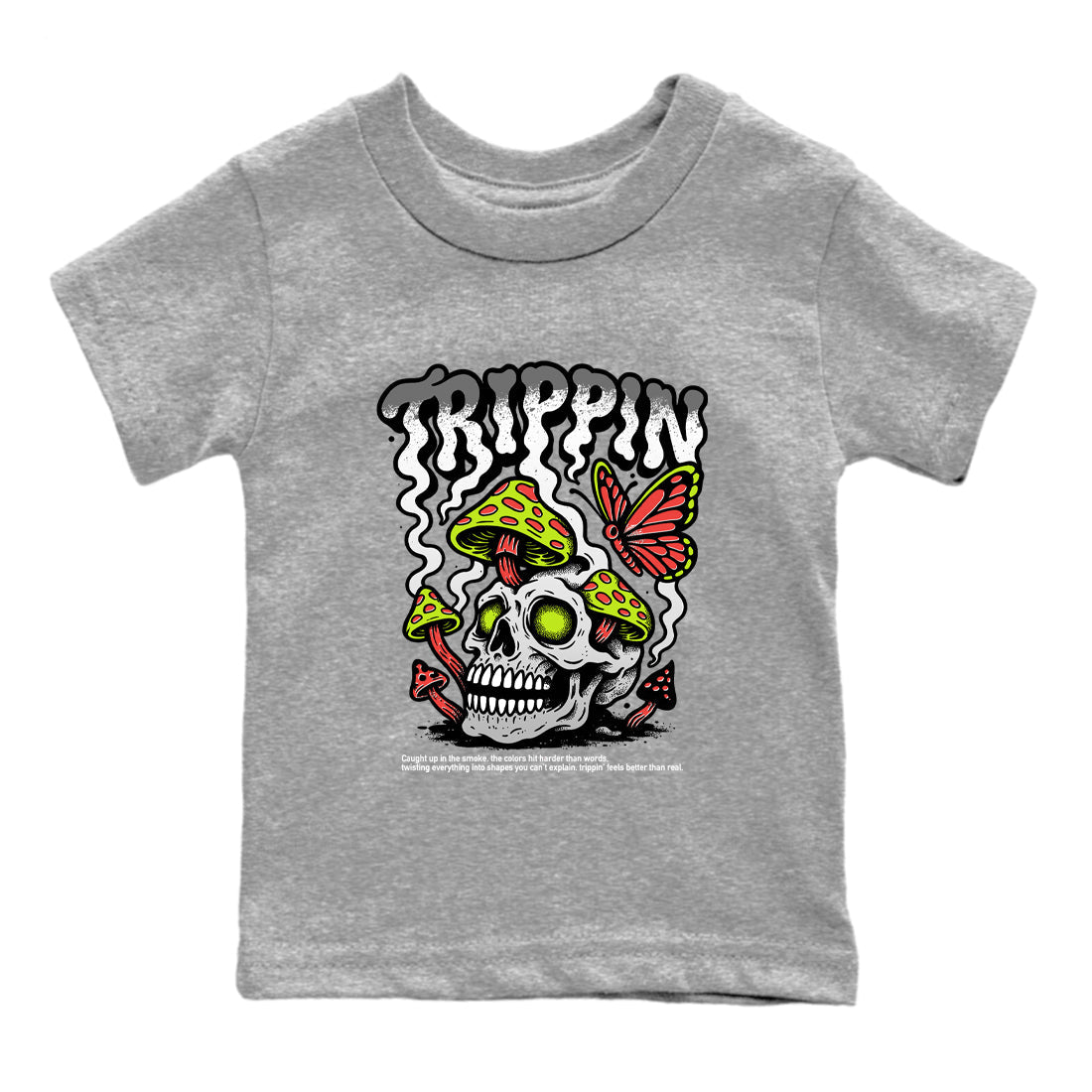 Sneaker Threads – Sneaker Tees To Match Air Max 90 Spruce Aura and Ghost Green – Trippin Youth Graphic Tee Heather Grey 2. Perfect for Jordan releases 2025 colorways.