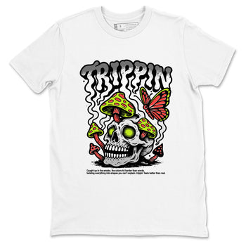 Sneaker Threads – Sneaker Tees To Match Air Max 90 Spruce Aura and Ghost Green – Trippin Graphic Tee White 2. Perfect for Jordan releases 2025 colorways.