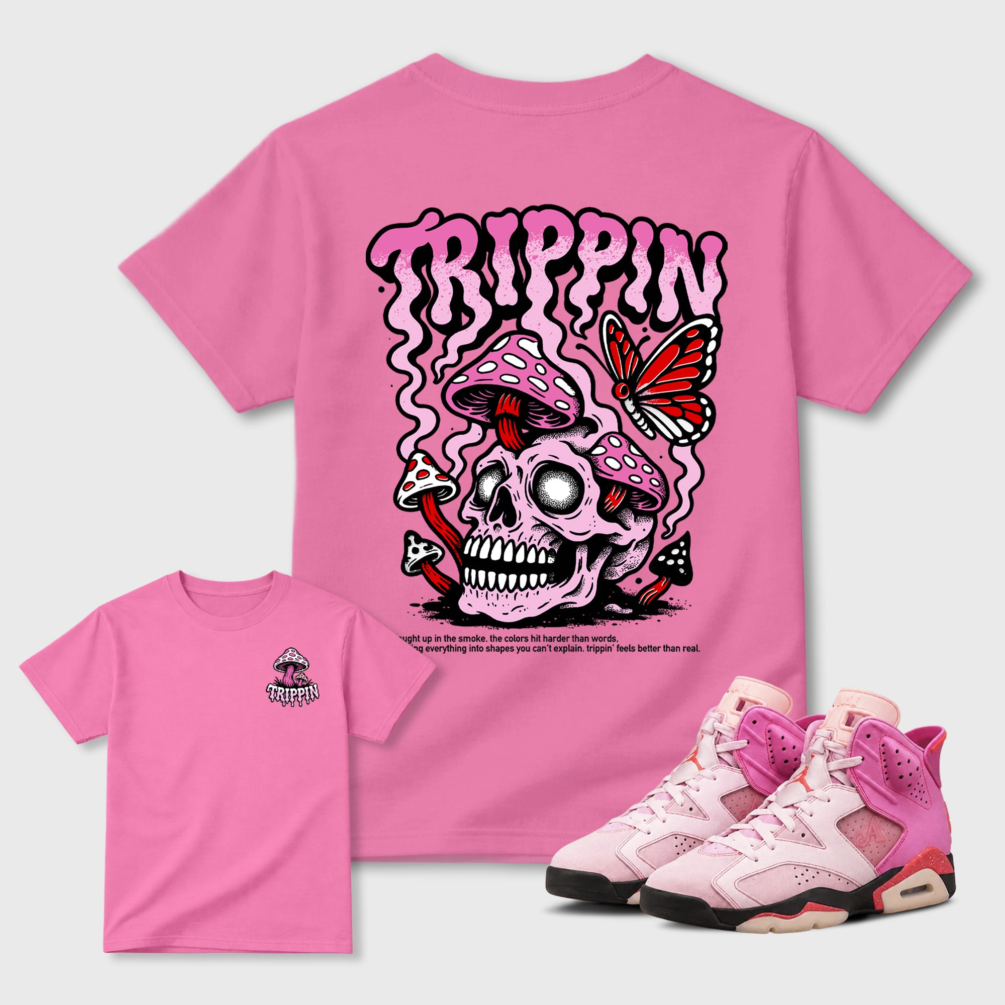 Trippin Graphic T-Shirt featuring original streetwear artwork designed to match the . Bubble Gum Graphic T-Shirt.