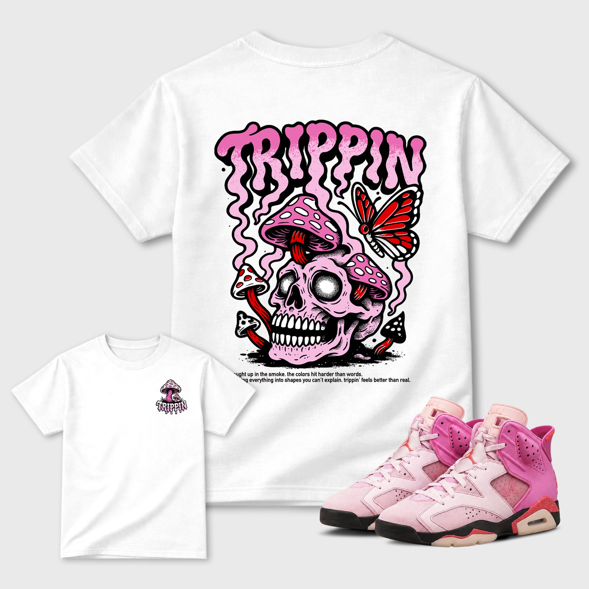 Trippin Graphic T-Shirt featuring original streetwear artwork designed to match the . White Graphic T-Shirt.