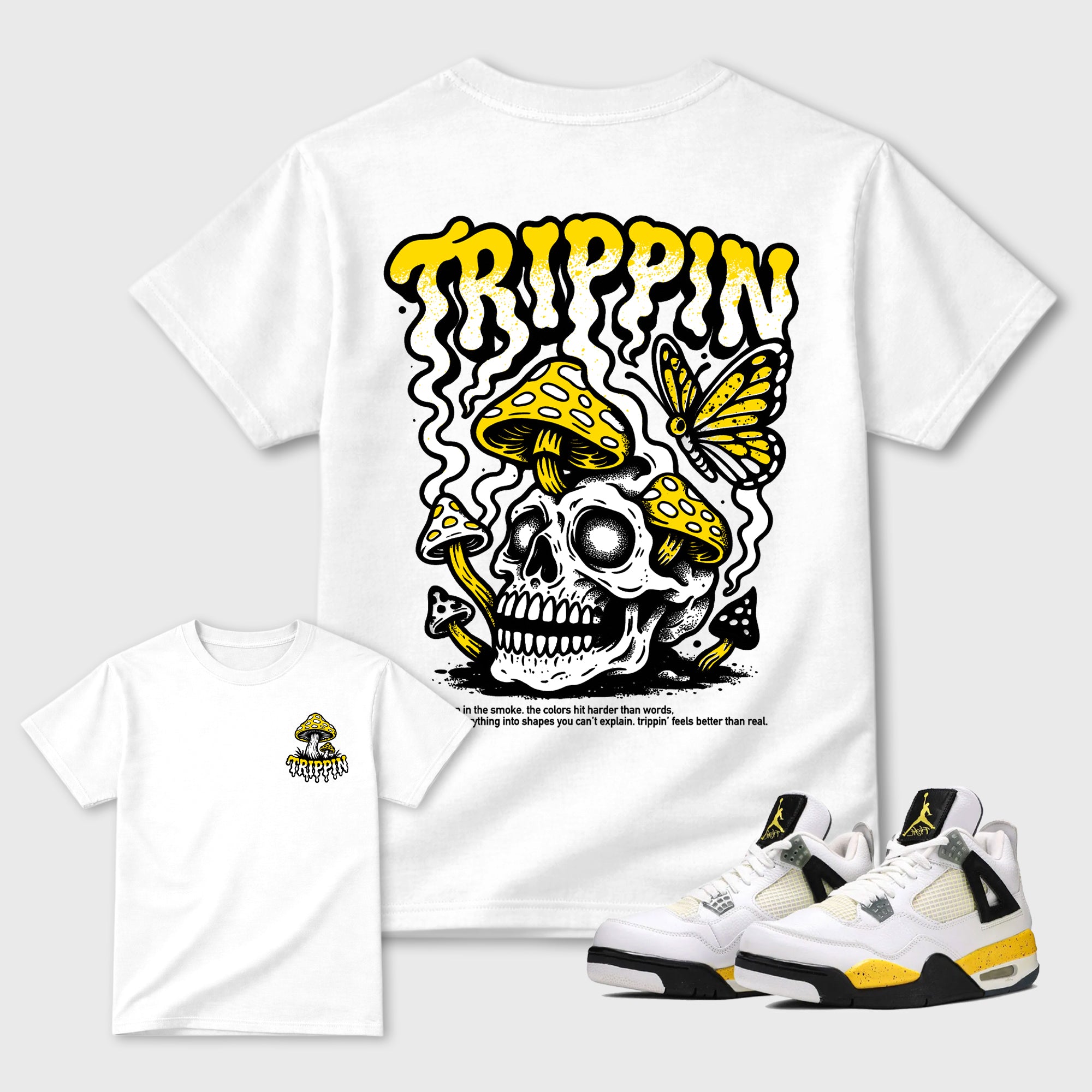 Trippin Graphic T-Shirt featuring original streetwear artwork designed to match the . White Graphic T-Shirt.