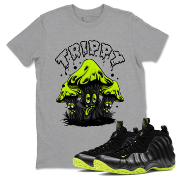 Foams One Black Volt shirts to match jordans Trippy sneaker match tees Air Foamposite One Black and Volt match shoes to clothes SNRT Sneaker Tees unisex cotton Heather Grey 1 shirts