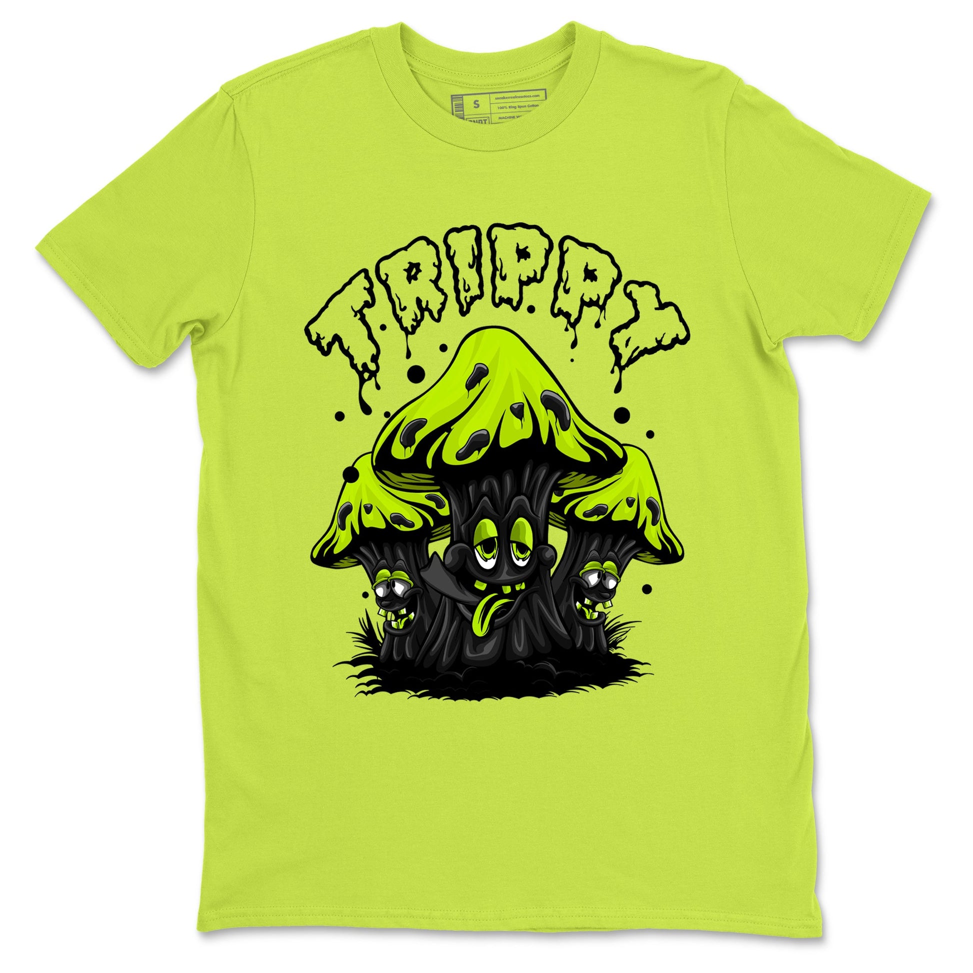 Foams One Black Volt shirts to match jordans Trippy sneaker match tees Air Foamposite One Black and Volt match shoes to clothes SNRT Sneaker Tees unisex cotton Safety Green 2 shirts