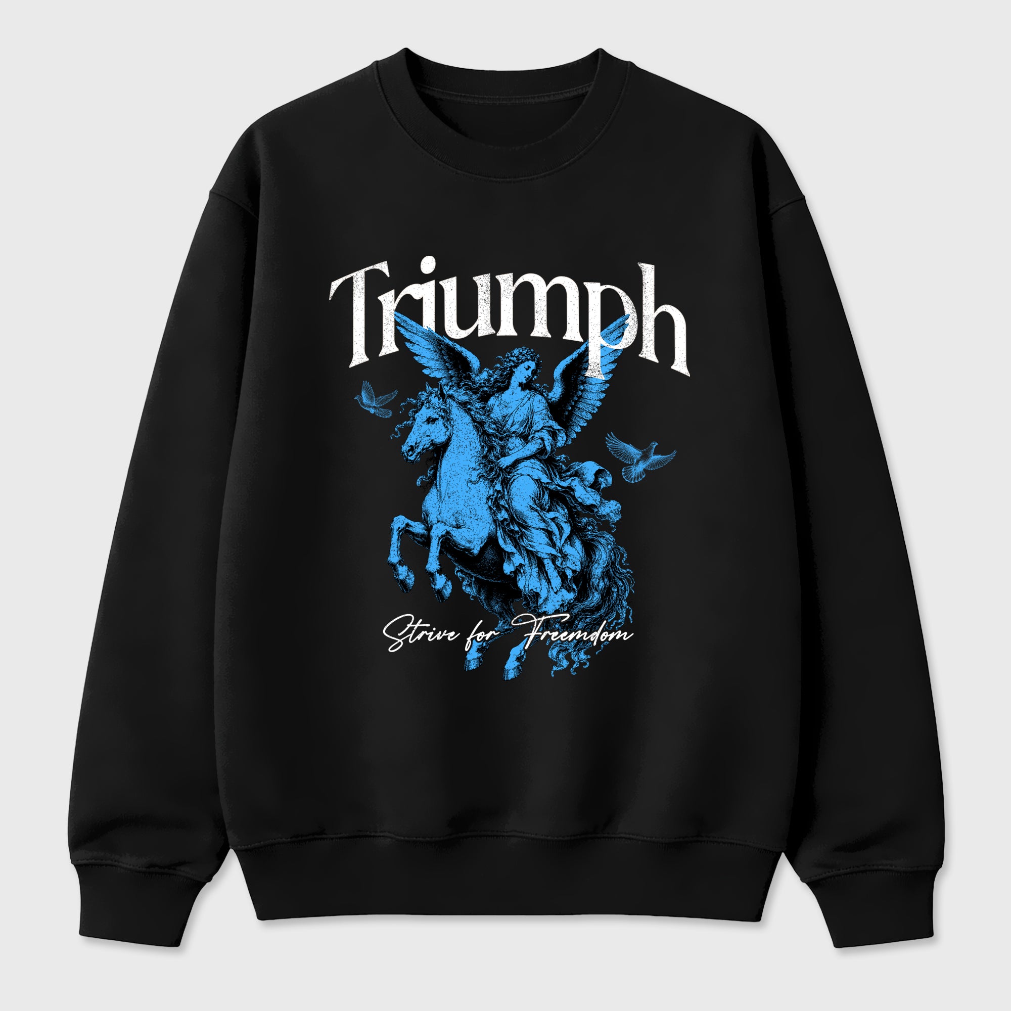 Triumph Graphic T-Shirt sneaker match tee designed for the Air Jordan 5 Black Carolina, featuring coordinated color options for a perfect streetwear match. Black 2 shirt.
