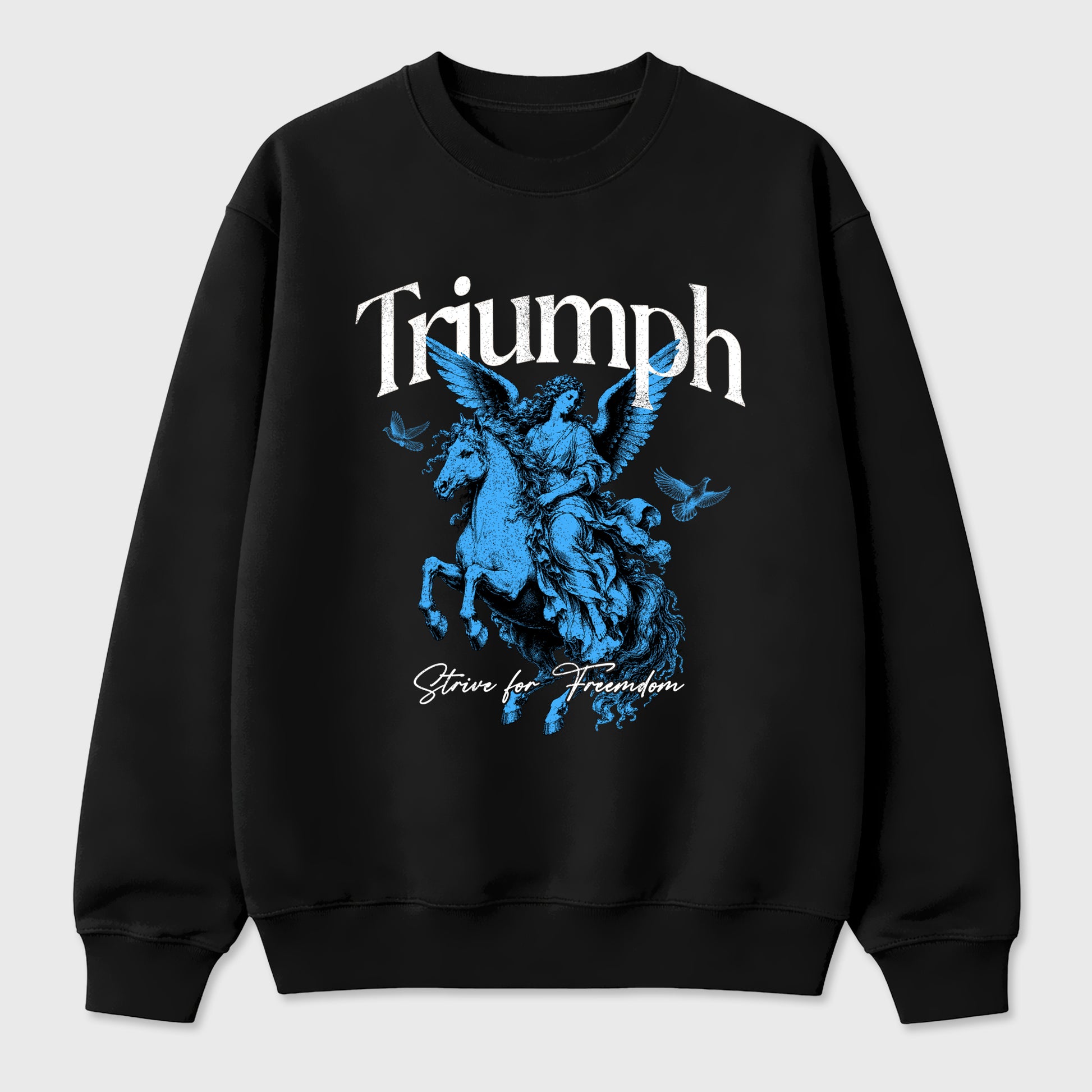 Triumph Graphic T-Shirt sneaker match tee designed for the Air Jordan 5 Black Carolina, featuring coordinated color options for a perfect streetwear match. Black 2 shirt.