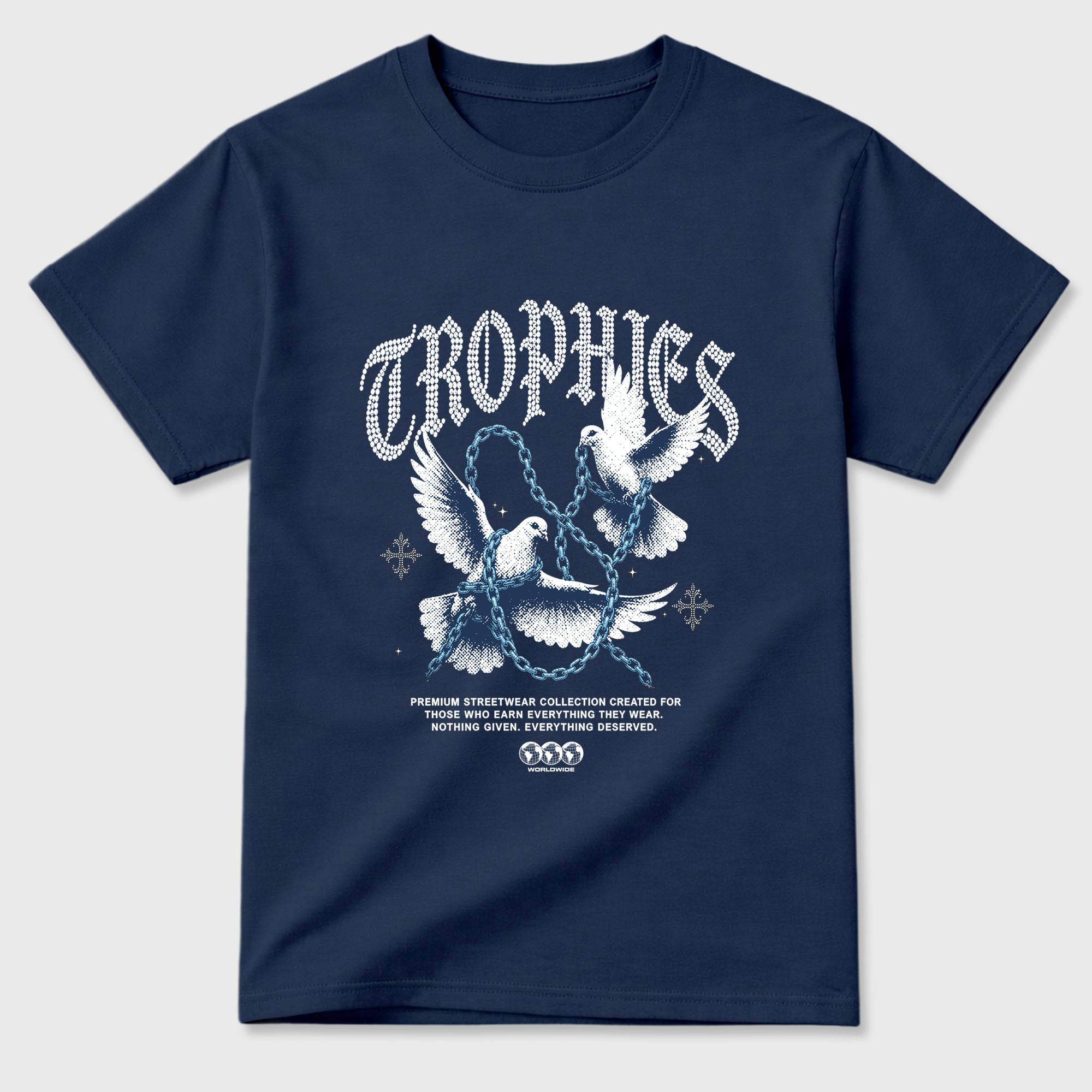 Trophies Graphic T-Shirt featuring original streetwear artwork designed to match the Air Jordan 13 Flint. Navy 2 Graphic T-Shirt.