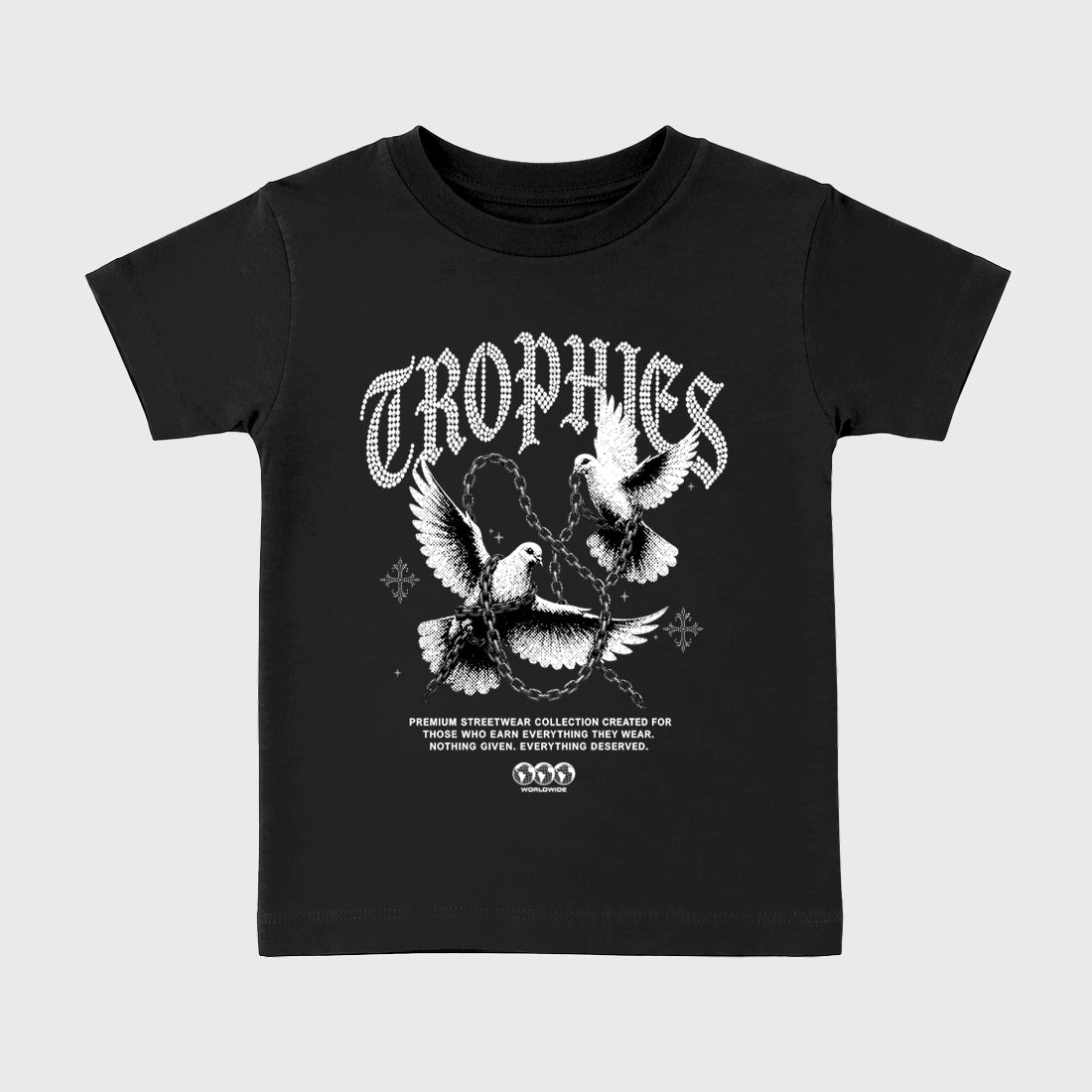Trophies Baby & Kids Graphic T-Shirt featuring original artwork designed to match the Air Jordan 8 Chrome. Black 2 Kids Graphic Tee.