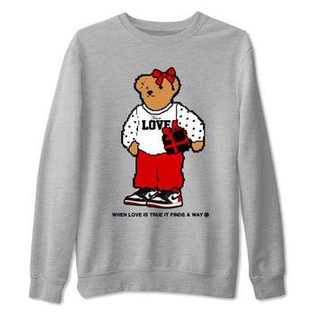 1s Black Toe Reimagined shirts to match jordans  True Love Bear shirts to match jordans Air Jordan 1 Retro High OG Black Toe Reimagined match shoes to clothes SNRT Sneaker Tees unisex cotton Heather Grey 2 shirts