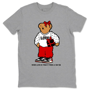 1s Black Toe Reimagined shirts to match jordans  True Love Bear shirts to match jordans Air Jordan 1 Retro High OG Black Toe Reimagined match shoes to clothes SNRT Sneaker Tees unisex cotton Heather Grey 2 shirts