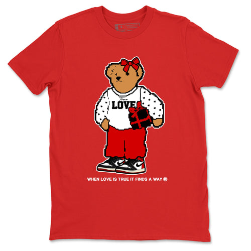 1s Black Toe Reimagined shirts to match jordans  True Love Bear shirts to match jordans Air Jordan 1 Retro High OG Black Toe Reimagined match shoes to clothes SNRT Sneaker Tees unisex cotton Red 2 shirts