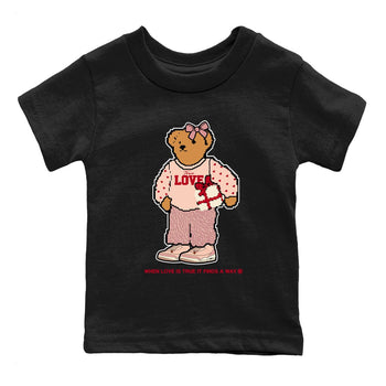 3s Valentines Day tee to match jordans  True Love Bear tee to match jordans Air Jordan 3 "Treat Yourself" Washed Coral special Valentine's Day Gift SNRT Sneaker Tees Youth Baby Black 2 tee