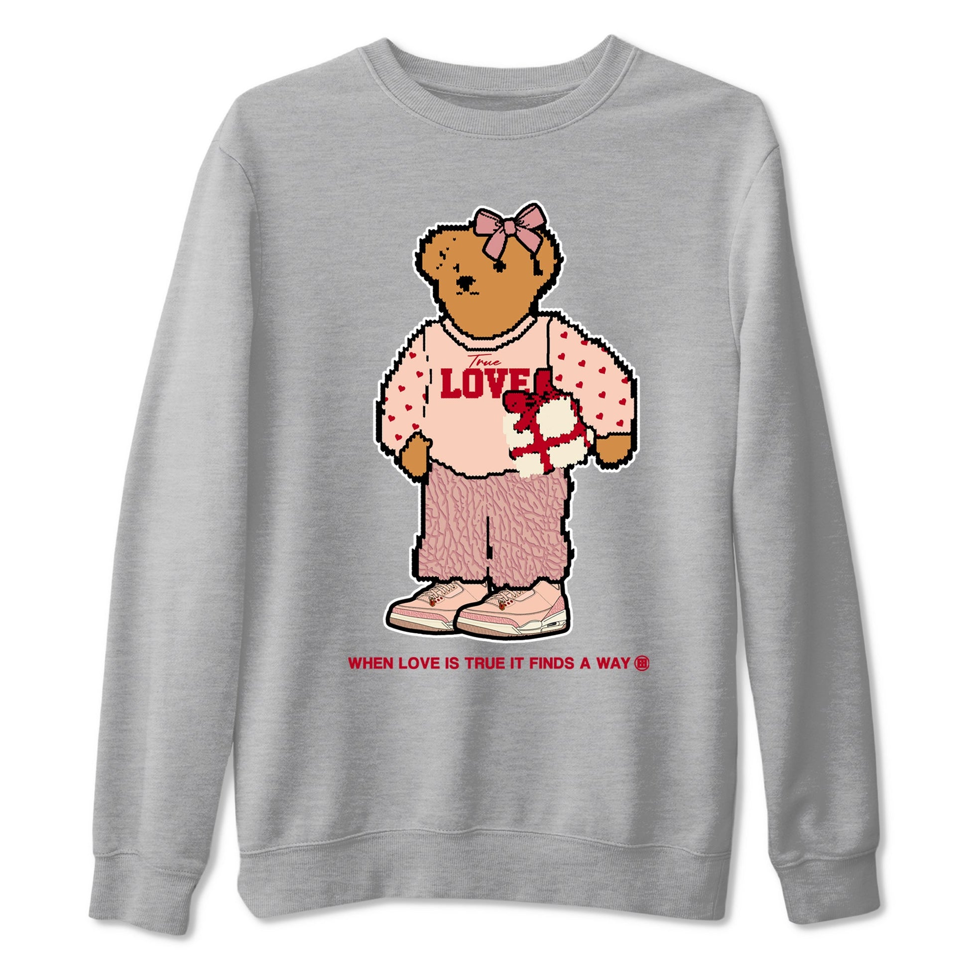 3s Valentines Day tee to match jordans  True Love Bear tee to match jordans Air Jordan 3 "Treat Yourself" Washed Coral special Valentine's Day Gift SNRT Sneaker Tees Graphic Tee Heather Grey 2 shirts