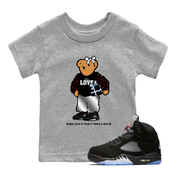 5s Black Metallic Reimagined shirts to match jordans  True Love Bear shirts to match jordans 5s Black Metallic Reimagined match shoes to clothes SNRT Sneaker Tees Youth Baby Heather Grey 1 tee