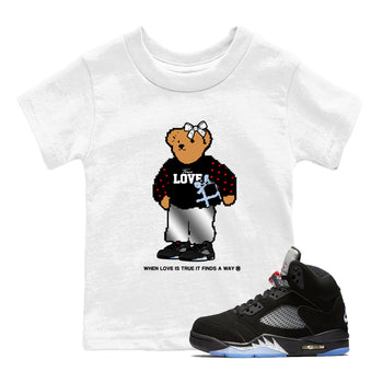5s Black Metallic Reimagined shirts to match jordans  True Love Bear shirts to match jordans 5s Black Metallic Reimagined match shoes to clothes SNRT Sneaker Tees Youth Baby White 1 tee