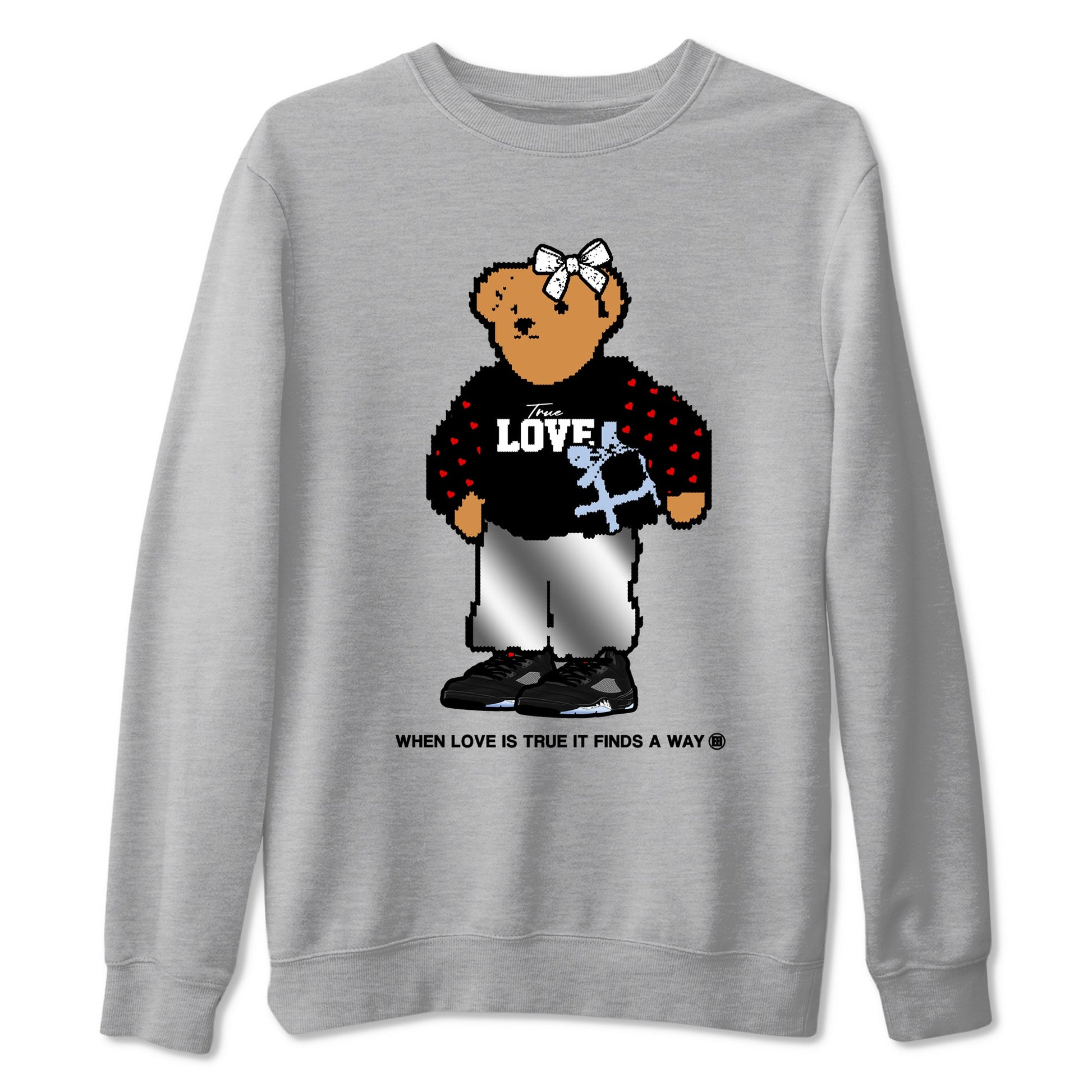 5s Black Metallic Reimagined shirts to match jordans  True Love Bear shirts to match jordans 5s Black Metallic Reimagined match shoes to clothes SNRT Sneaker Tees unisex cotton Heather Grey 2 shirts