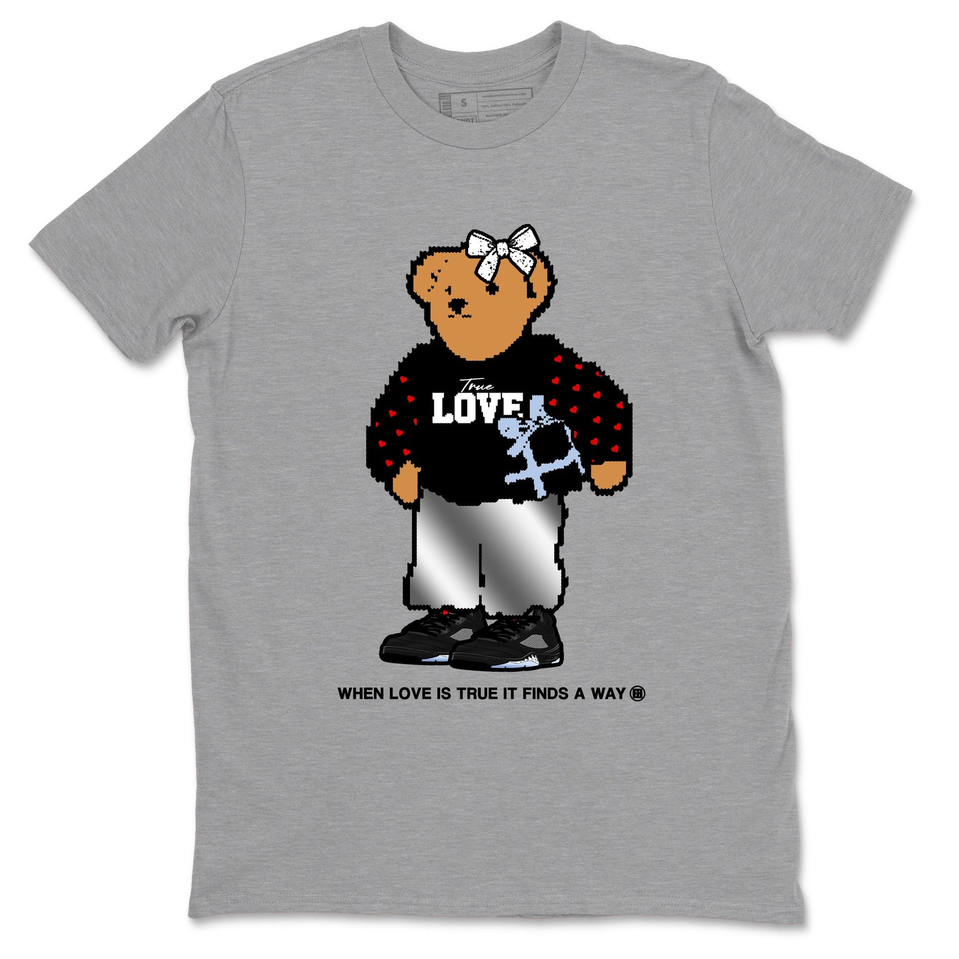 5s Black Metallic Reimagined shirts to match jordans  True Love Bear shirts to match jordans 5s Black Metallic Reimagined match shoes to clothes SNRT Sneaker Tees unisex cotton Heather Grey 2 shirts