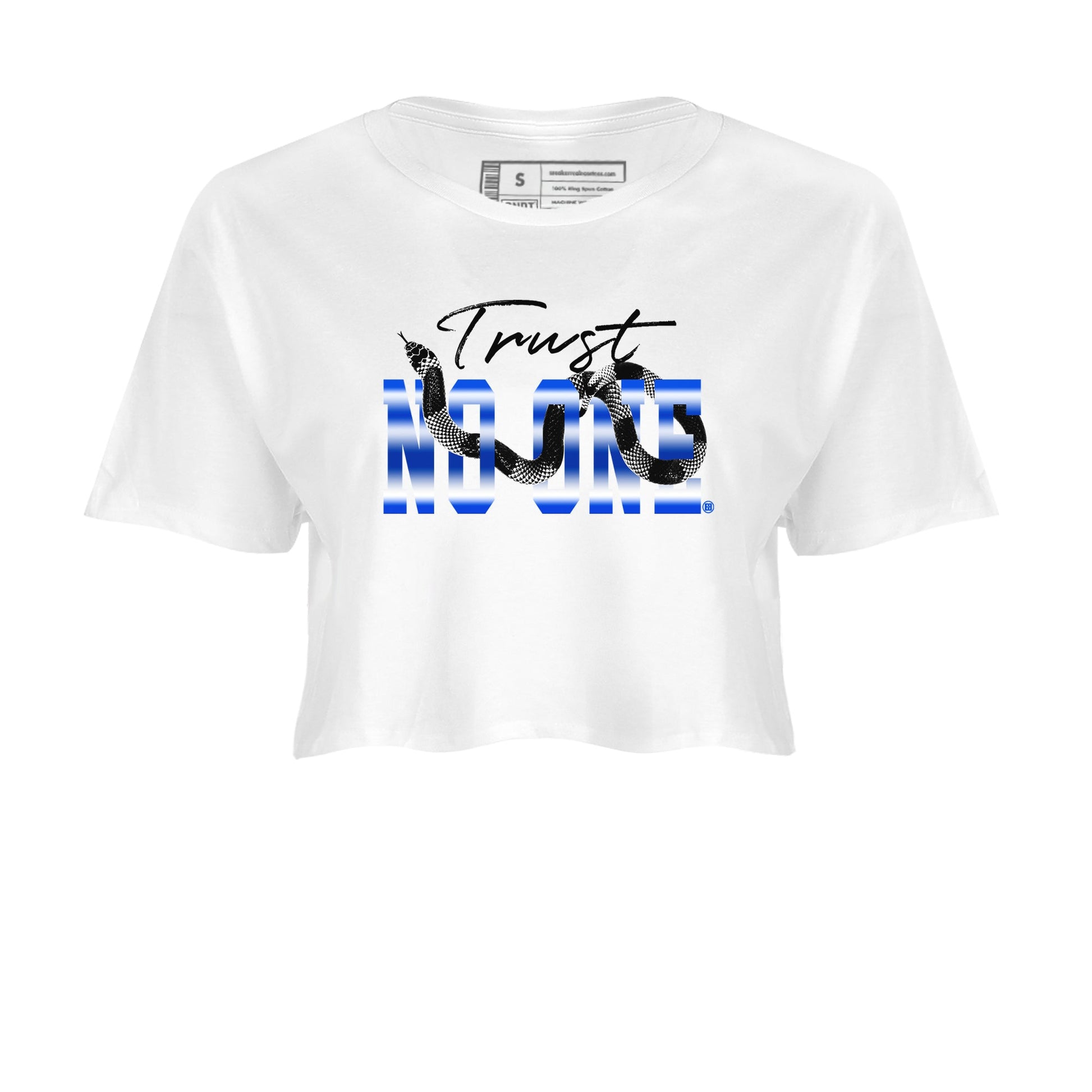 Air Foamposite One Royal shirts to match jordans Trust No One sneaker match tees Air Foamposite One Royal SNRT Sneaker Release Tees unisex cotton White 2 Crop Shirts