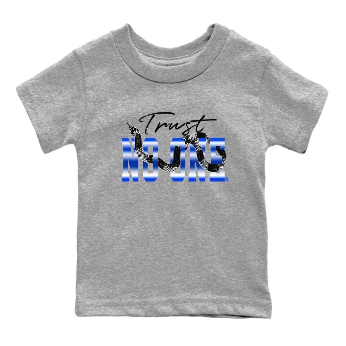 Air Foamposite One Royal shirts to match jordans Trust No One sneaker match tees Air Foamposite One Royal SNRT Sneaker Release Tees Youth Baby Heather Grey 2 crew neck shirts
