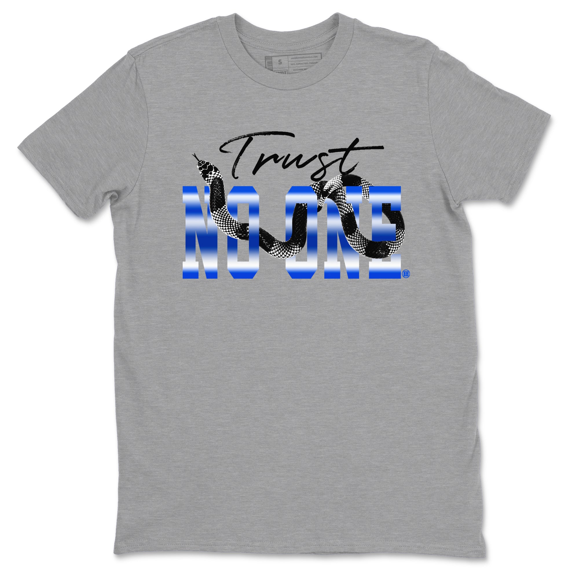 Air Foamposite One Royal shirts to match jordans Trust No One sneaker match tees Air Foamposite One Royal SNRT Sneaker Release Tees unisex cotton Heather Grey 2 crew neck shirts