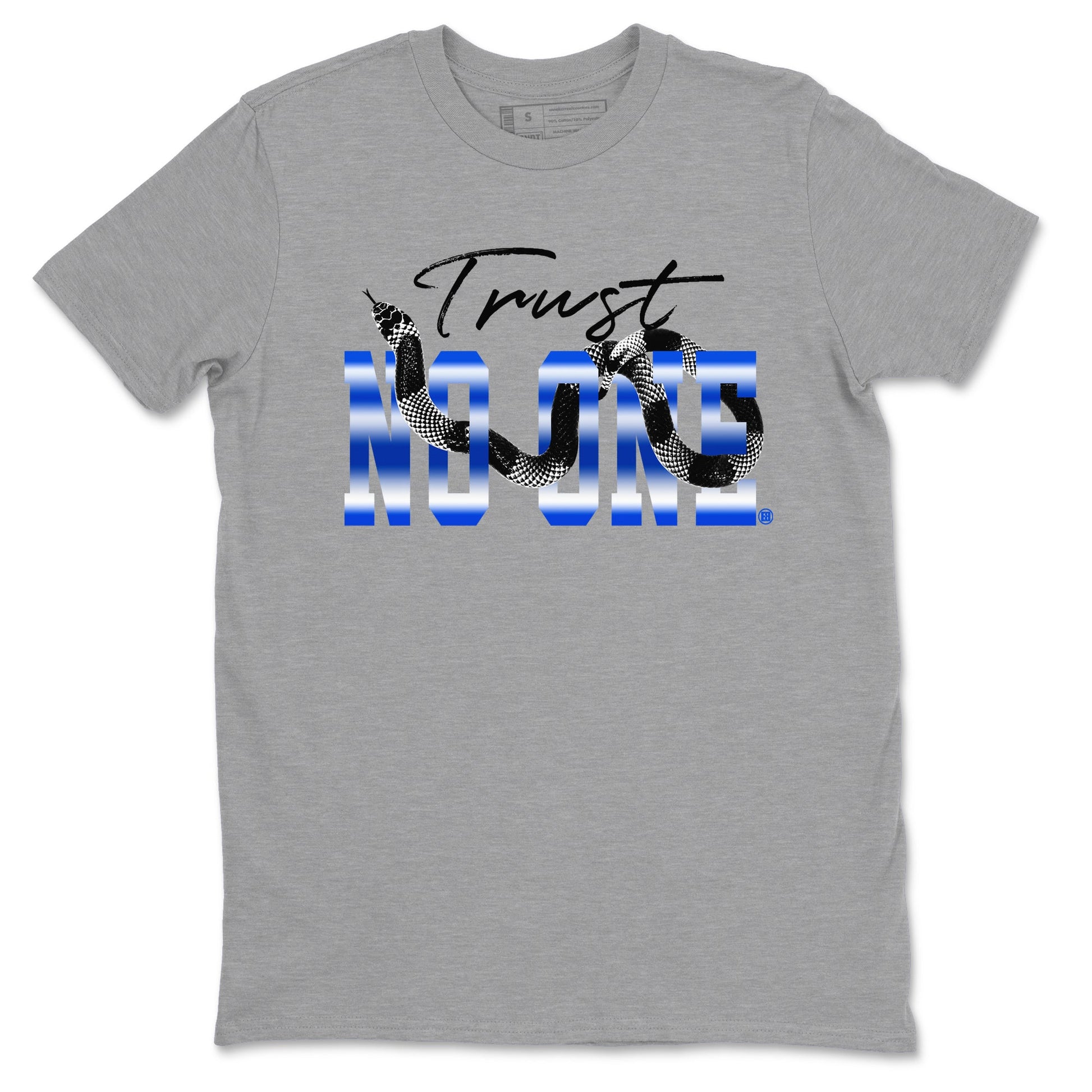 Air Foamposite One Royal shirts to match jordans Trust No One sneaker match tees Air Foamposite One Royal SNRT Sneaker Release Tees unisex cotton Heather Grey 2 crew neck shirts