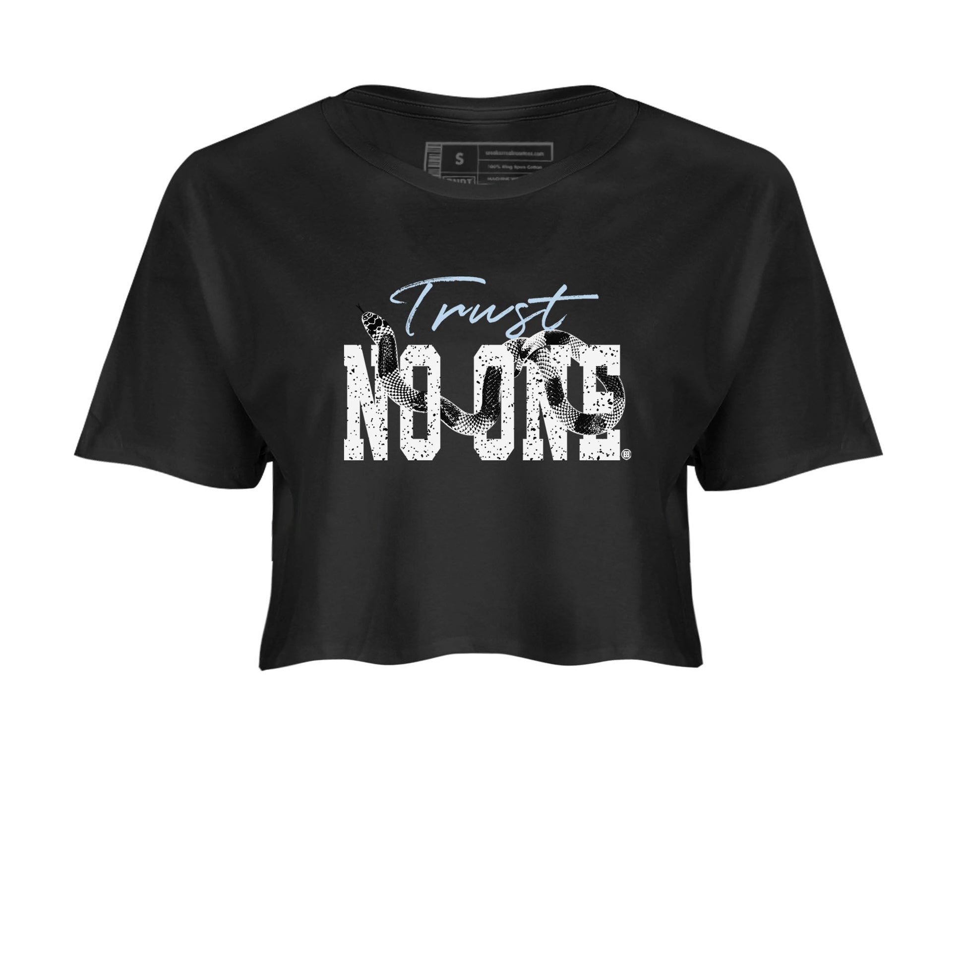 AJ6 White Black shirts to match jordans Trust No One sneaker match tees Air Jordan 6 White Black SNRT Sneaker Tees streetwear brand Black 2 crop tee