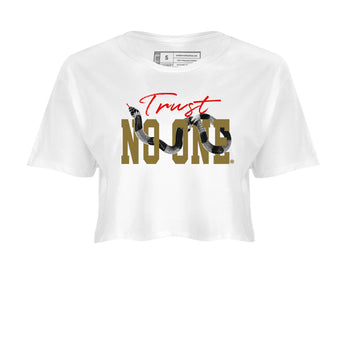 9s Olive shirts to match jordans Trust No One sneaker match tees Air Jordan 9 Olive match shoes to clothes SNRT Sneaker Tees unisex cotton White 2 crop tee