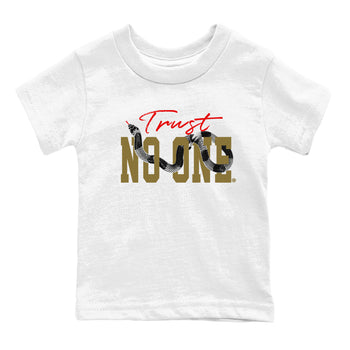 9s Olive shirts to match jordans Trust No One sneaker match tees Air Jordan 9 Olive match shoes to clothes SNRT Sneaker Tees Youth Baby White 2 tee