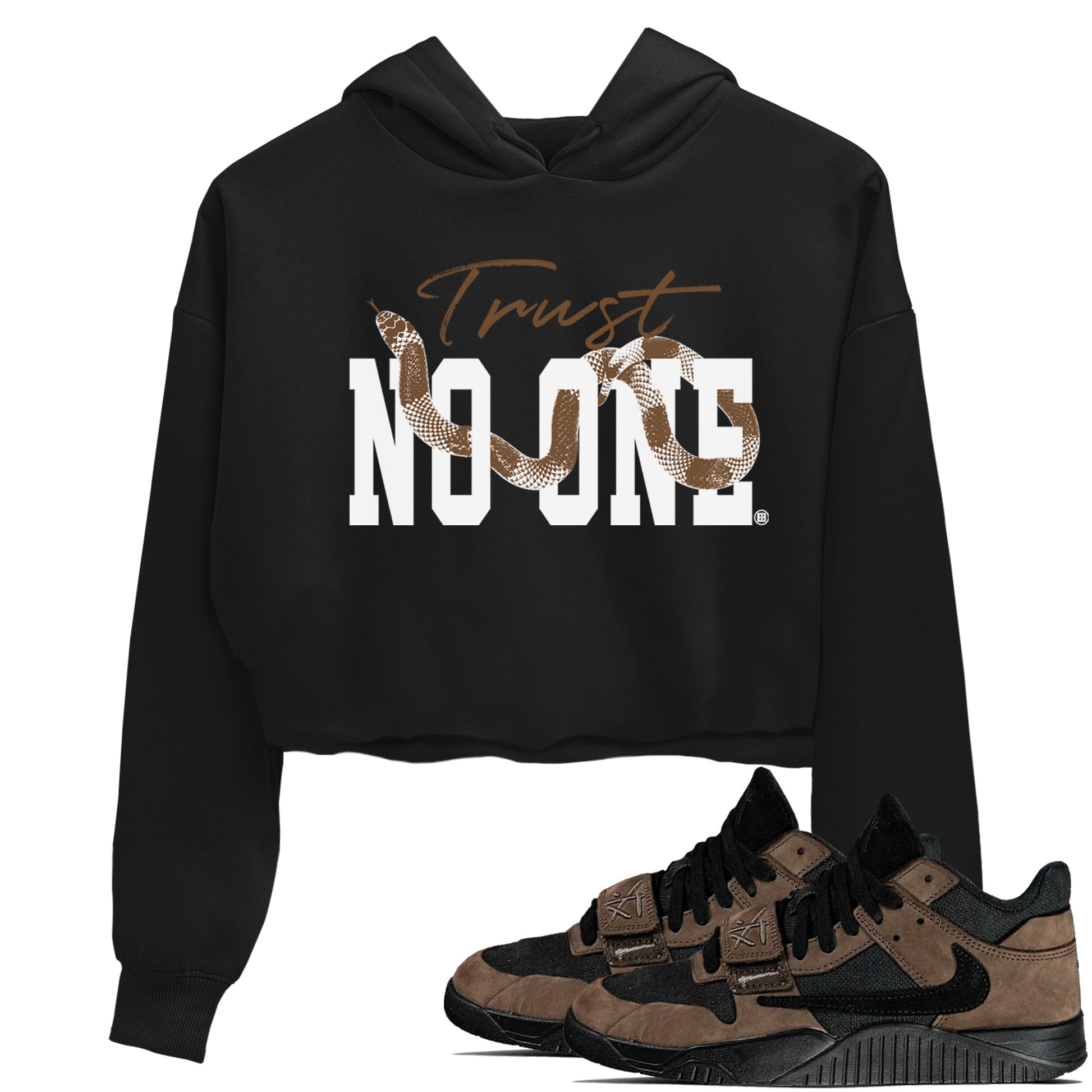 Jordan Jumpman Jack Travis Scott Dark Mocha shirts to match jordans Trust No One sneaker match tees Jordan Jumpman Jack Travis Scott Dark Mocha SNRT Sneaker Release Tees unisex cotton Black 1 Crop Shirts