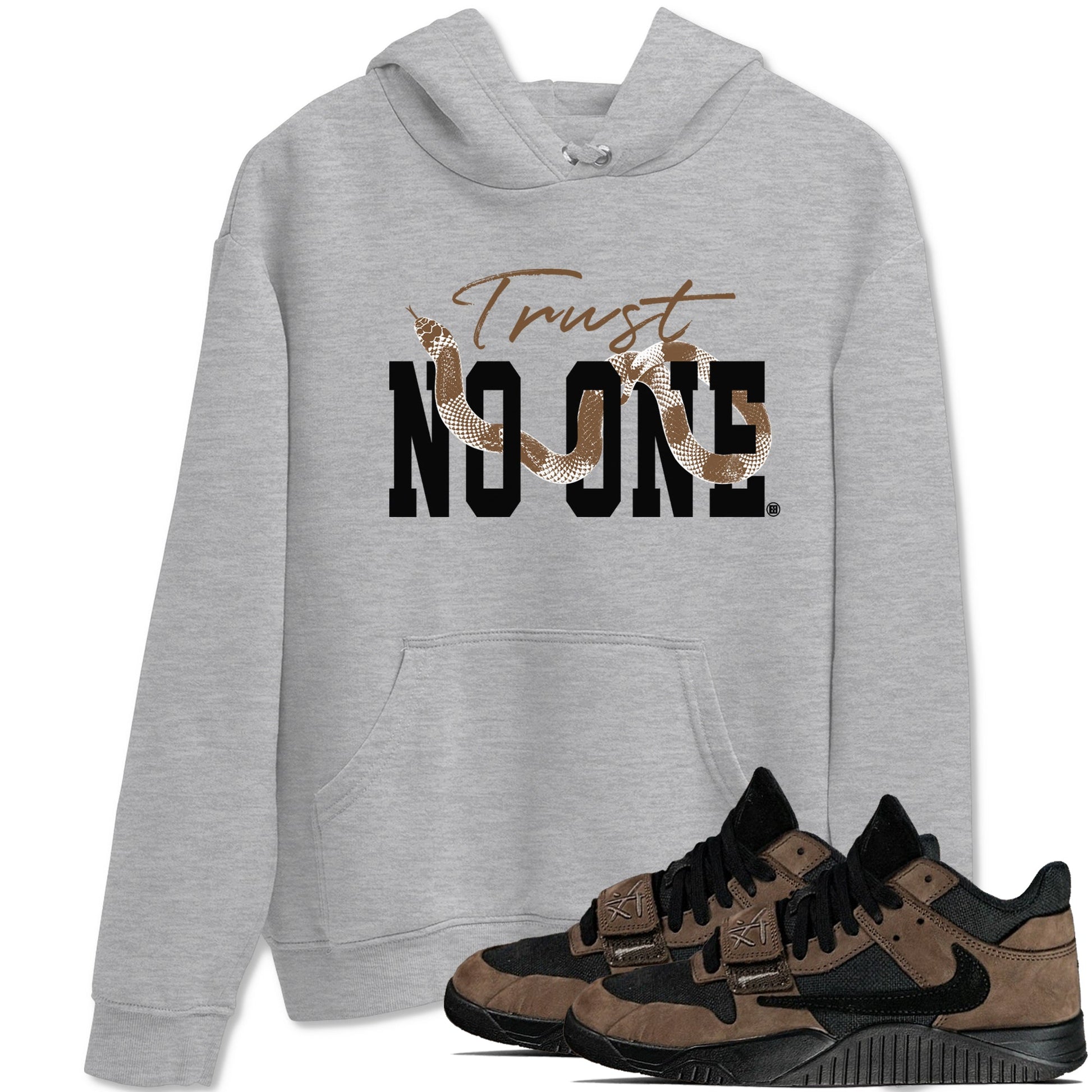 Jordan Jumpman Jack Travis Scott Dark Mocha shirts to match jordans Trust No One sneaker match tees Jordan Jumpman Jack Travis Scott Dark Mocha SNRT Sneaker Release Tees unisex cotton Heather Grey 1 crew neck shirts