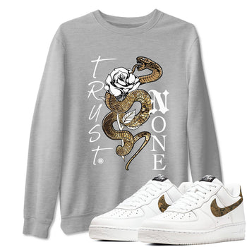 Air Force 1 Ivory Snake shirt to match jordans Trust None sneaker tees AF1 Ivory Snake SNRT sneaker release Tees unisex cotton Heather Grey 1 crew neck shirt