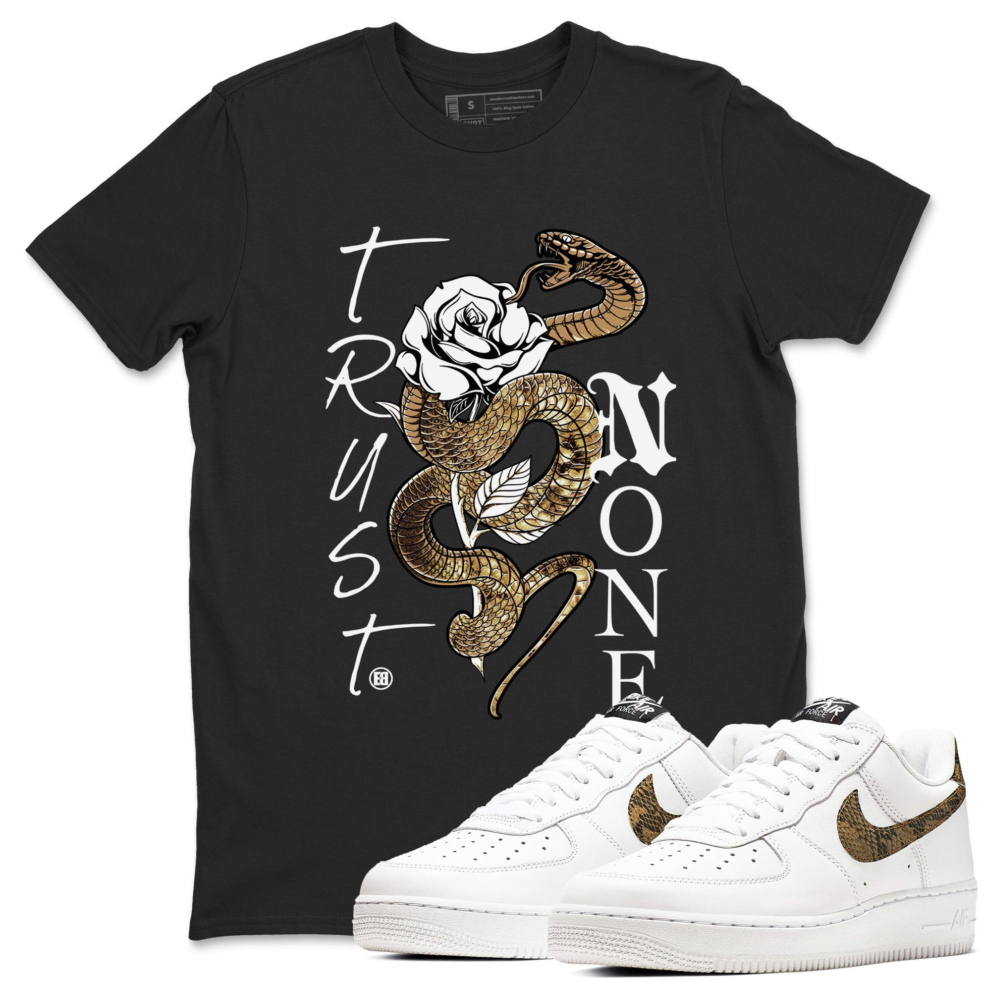 Air Force 1 Ivory Snake shirt to match jordans Trust None sneaker tees AF1 Ivory Snake SNRT sneaker release Tees unisex cotton Black 1 crew neck shirt