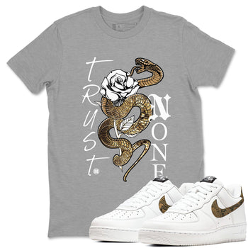 Air Force 1 Ivory Snake shirt to match jordans Trust None sneaker tees AF1 Ivory Snake SNRT sneaker release Tees unisex cotton Heather Grey 1 crew neck shirt