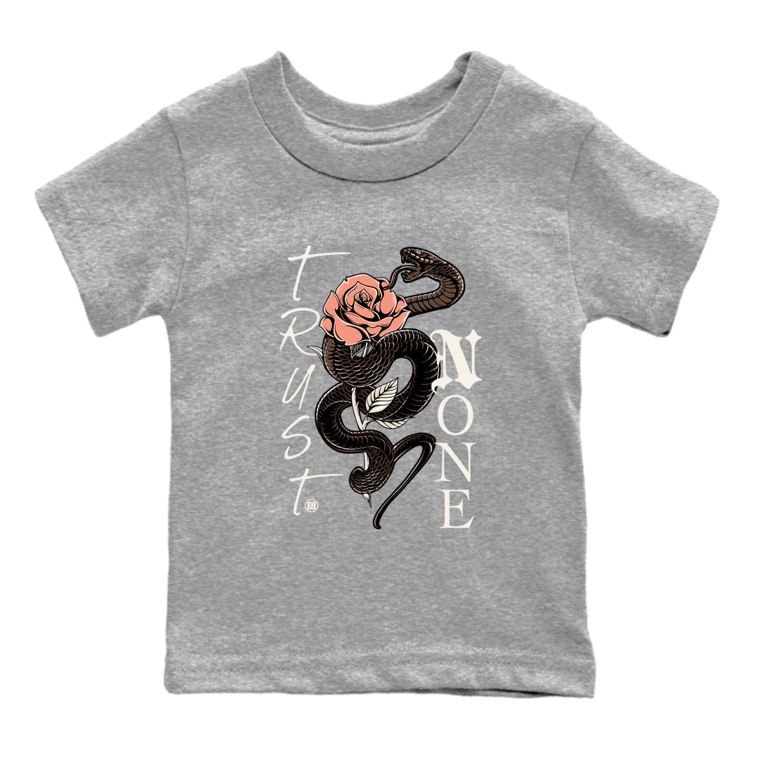 Sneaker match tees – Sneaker Tees To Match Air Jordan 1 Baroque Brown Shoes – Trust None Kids T-Shirt Heather Grey 2