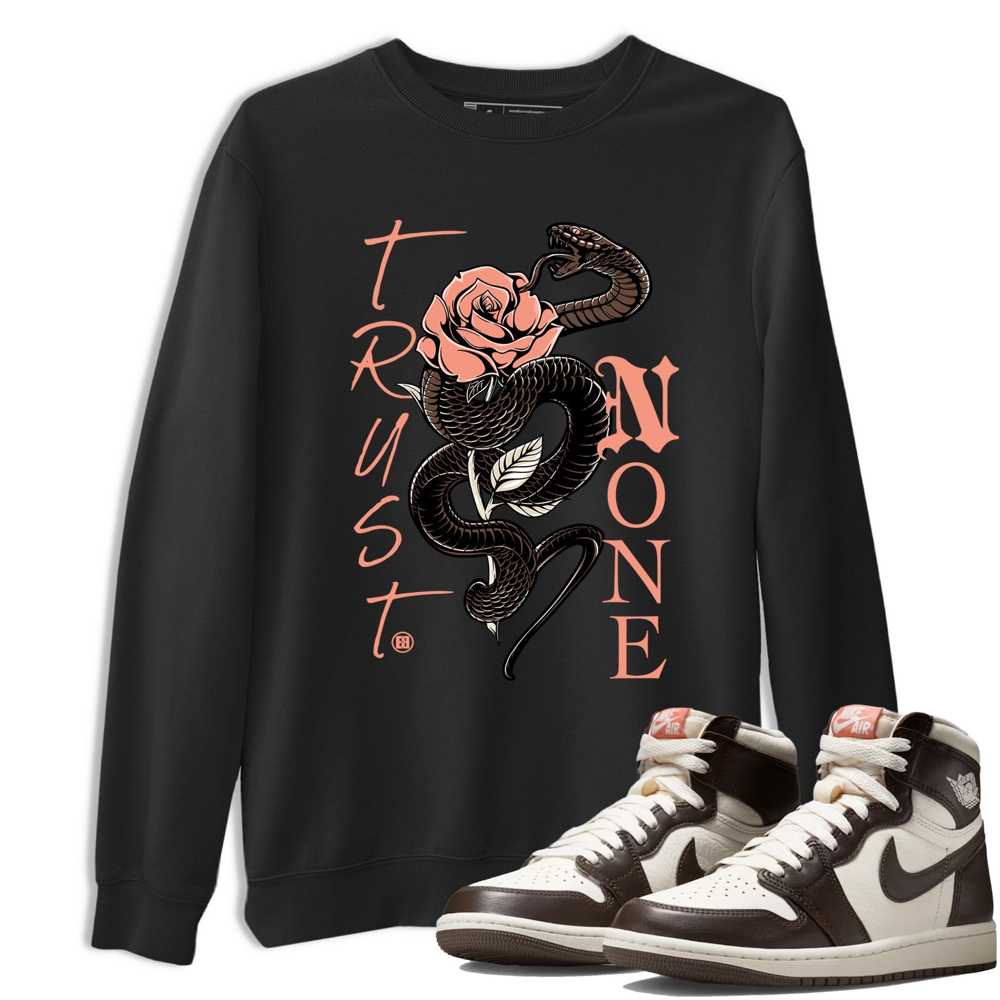 Sneaker match tees – Sneaker Tees To Match Air Jordan 1 Baroque Brown Shoes – Trust None Tee Black 1