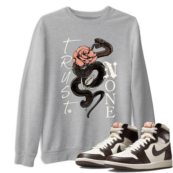Sneaker match tees – Sneaker Tees To Match Air Jordan 1 Baroque Brown Shoes – Trust None Tee Heather Grey 1