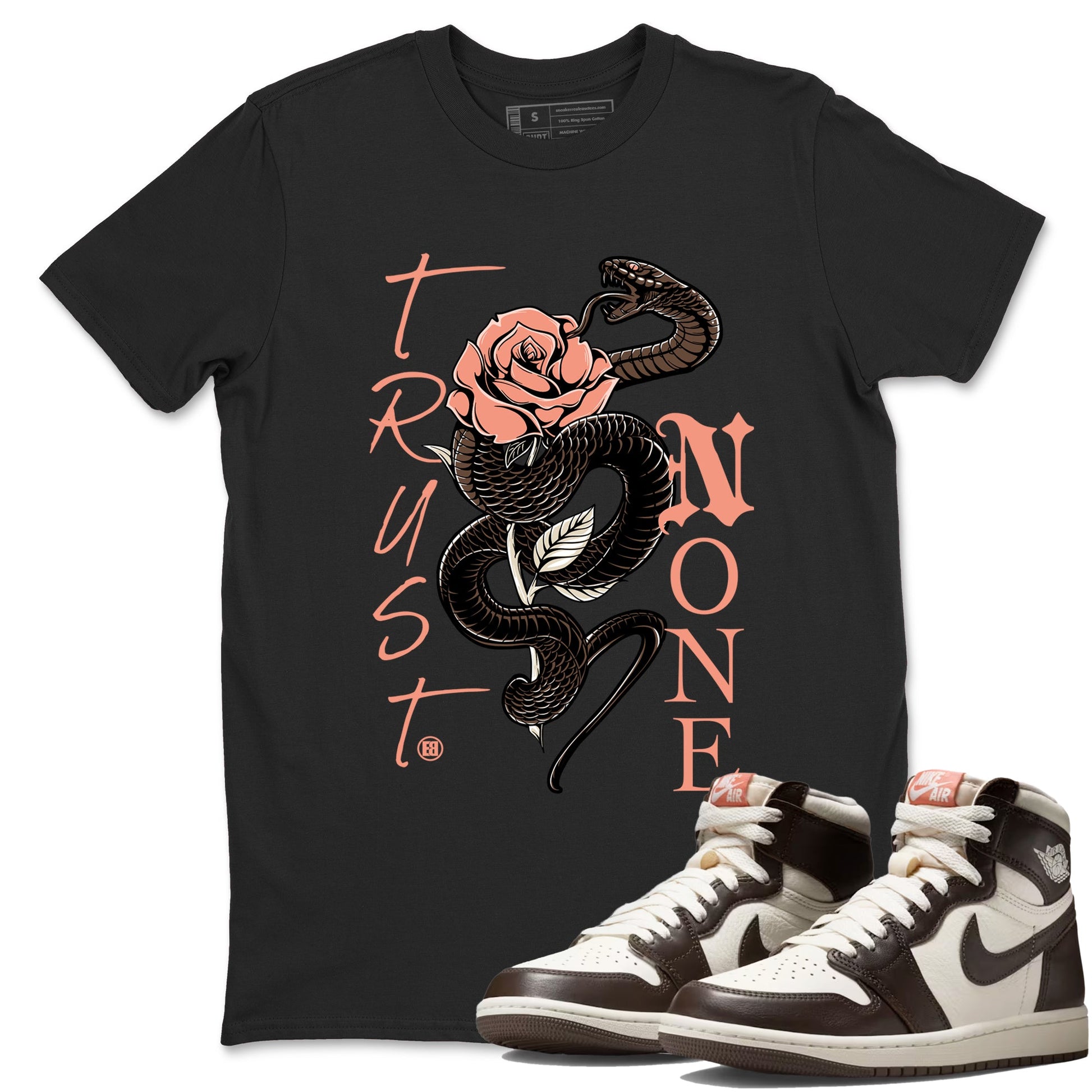 Sneaker match tees – Sneaker Tees To Match Air Jordan 1 Baroque Brown Shoes – Trust None Tee Black 1