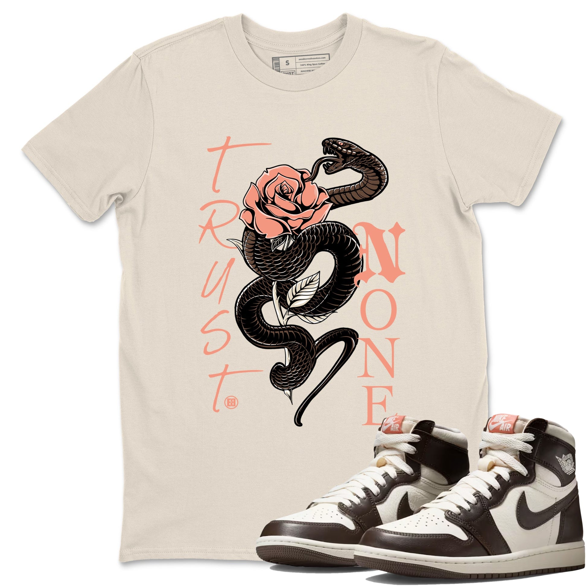 Sneaker match tees – Sneaker Tees To Match Air Jordan 1 Baroque Brown Shoes – Trust None Tee Natural 1