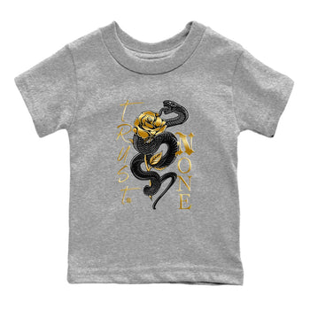 Air Jordan 1 High OG Black Metallic Gold shirts to match jordans Trust None sneaker match tees Jordan 1 Black Metallic Gold SNRT Sneaker Tees streetwear brand Baby and Youth Heather Grey 2 cotton tee