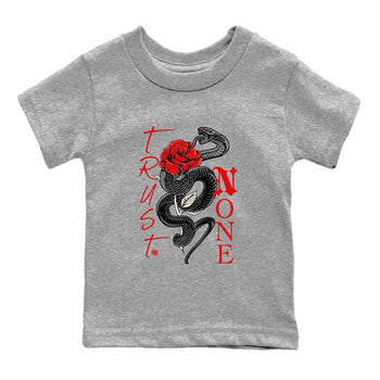1s Black Toe Reimagined shirts to match jordans Trust None sneaker match tees Air Jordan 1 Black Toe Reimagined SNRT Sneaker Tees streetwear brand Baby and Youth Heather Grey 2 cotton tee