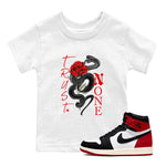 1s Black Toe Reimagined shirts to match jordans Trust None sneaker match tees Air Jordan 1 Black Toe Reimagined SNRT Sneaker Tees streetwear brand Baby and Youth White 1 cotton tee