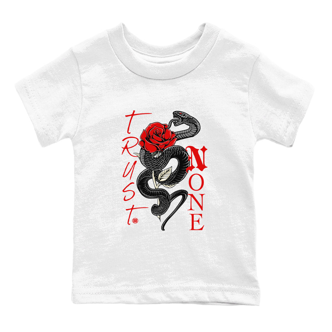 1s Black Toe Reimagined shirts to match jordans Trust None sneaker match tees Air Jordan 1 Black Toe Reimagined SNRT Sneaker Tees streetwear brand Baby and Youth White 2 cotton tee
