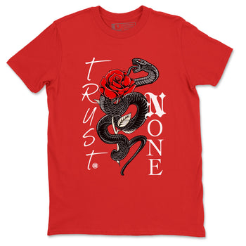 1s Black Toe Reimagined shirts to match jordans Trust None sneaker match tees Air Jordan 1 Black Toe Reimagined SNRT Sneaker Tees streetwear brand Red 2 unisex cotton tee