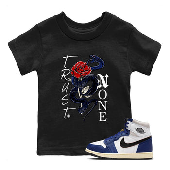 1s Rare Air shirts to match jordans Trust None sneaker match tees Air Jordan 1 High OG Rare Air Deep Royal Blue match shoes to clothes SNRT Sneaker Tees Youth Baby Black 1 tee