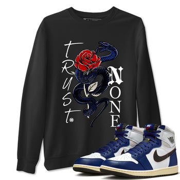1s Rare Air shirts to match jordans Trust None sneaker match tees Air Jordan 1 High OG Rare Air Deep Royal Blue match shoes to clothes SNRT Sneaker Tees unisex cotton Black 1 shirts