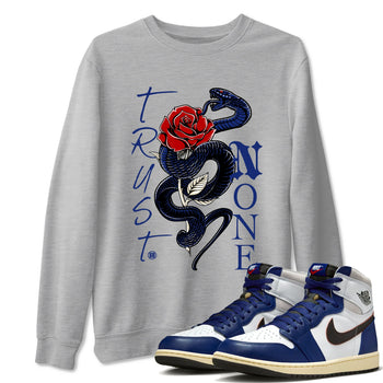 1s Rare Air shirts to match jordans Trust None sneaker match tees Air Jordan 1 High OG Rare Air Deep Royal Blue match shoes to clothes SNRT Sneaker Tees unisex cotton Heather Grey 1 shirts