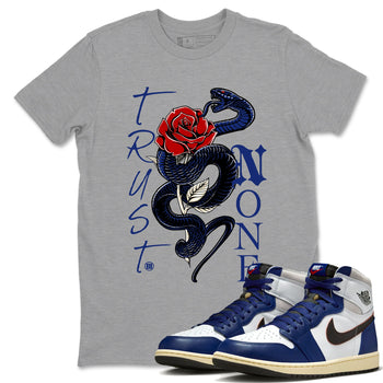 1s Rare Air shirts to match jordans Trust None sneaker match tees Air Jordan 1 High OG Rare Air Deep Royal Blue match shoes to clothes SNRT Sneaker Tees unisex cotton Heather Grey 1 shirts
