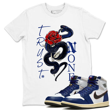 1s Rare Air shirts to match jordans Trust None sneaker match tees Air Jordan 1 High OG Rare Air Deep Royal Blue match shoes to clothes SNRT Sneaker Tees unisex cotton White 1 shirts