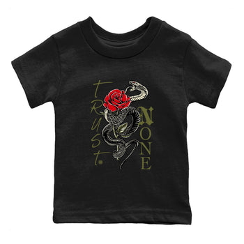 1s Travis Scott Medium Olive shirts to match jordans Trust None sneaker match tees Air Jordan 1 Travis Scott Medium Olive SNRT Sneaker Release Tees Youth Baby Black 2 crew neck shirts