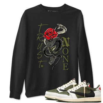 1s Travis Scott Medium Olive shirts to match jordans Trust None sneaker match tees Air Jordan 1 Travis Scott Medium Olive SNRT Sneaker Release Tees unisex cotton Black 1 crew neck shirts